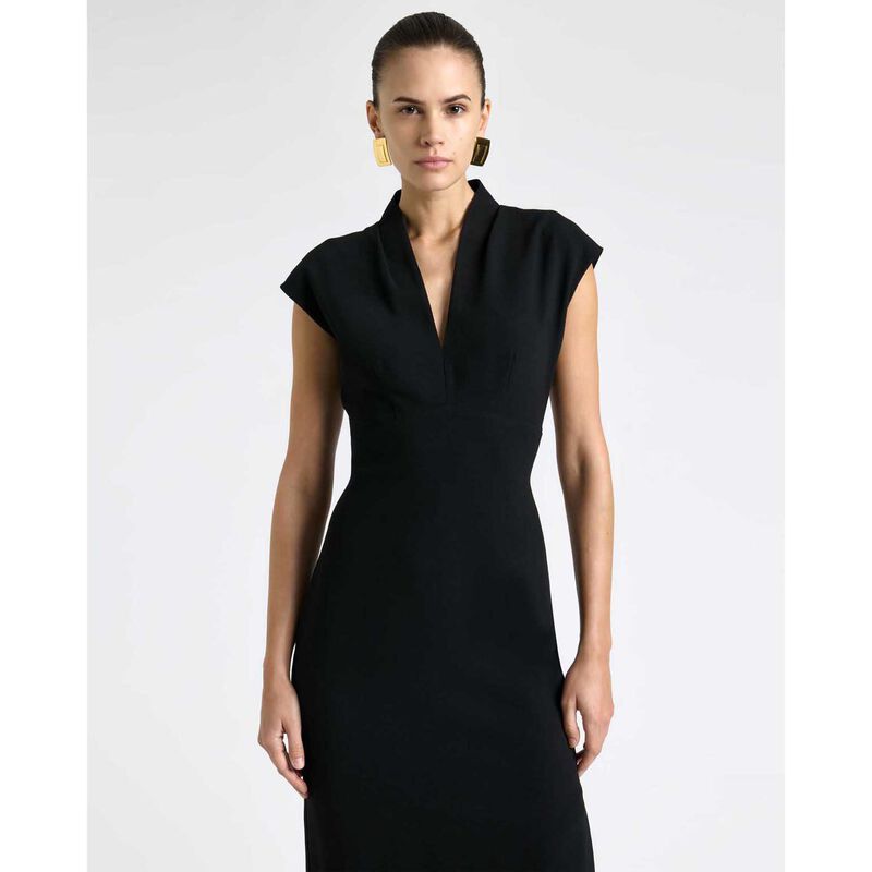 Cue Recycled Crepe V-Neck Split Midi Dress image number 3